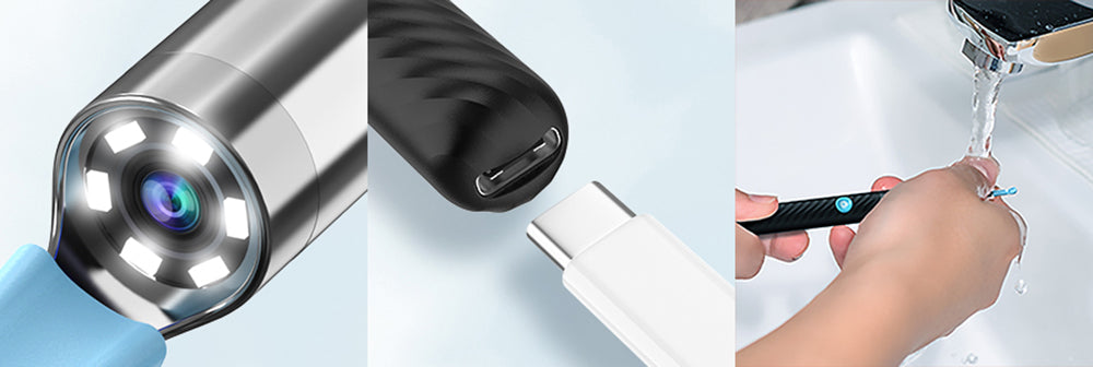 SUNUO X6 Inteligentný vizuálny čistič uší na odstraňovanie ušného mazu, 500W pixelová kamera, silikónový nástavec, 6-osový gyroskop, IP67 vodotesný, WiFi pripojenie - čierna