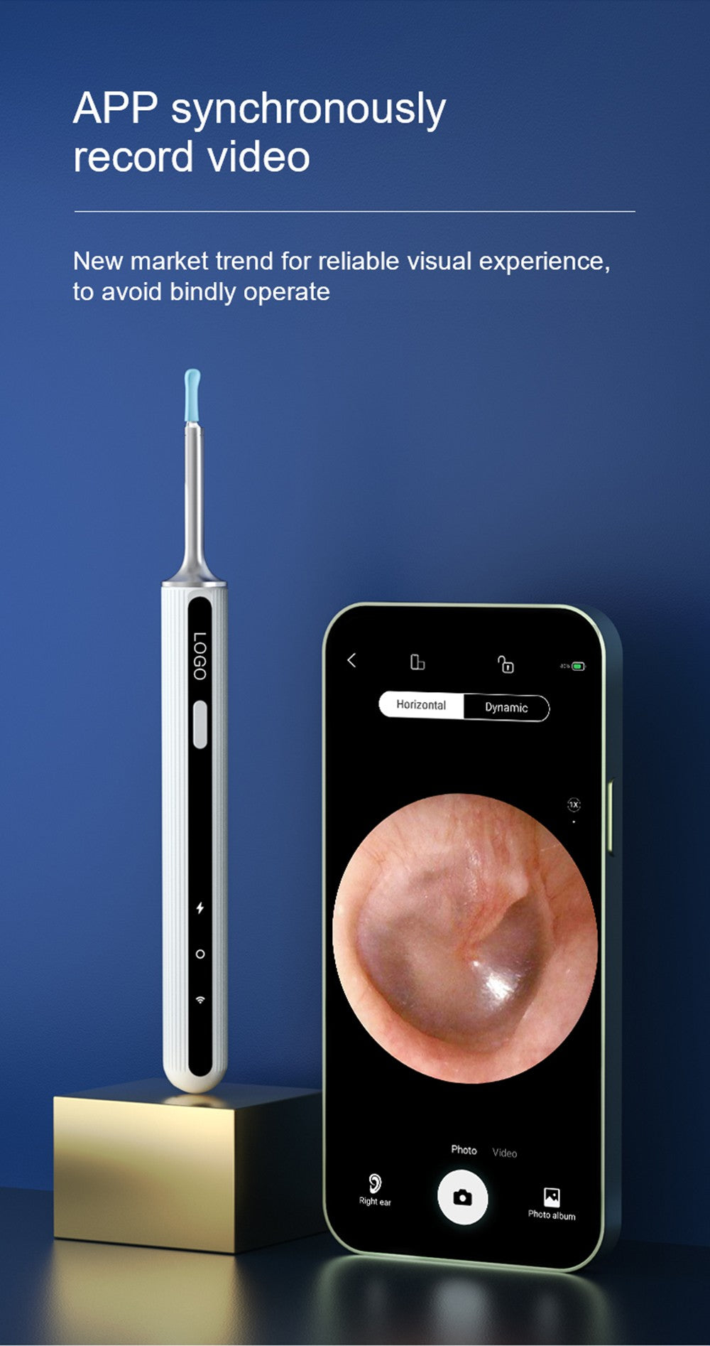 Inteligentný čistič uší SUNUO X8, stláčanie akné, 5MP HD kamera, 6-osový gyroskop, silikónové nástavce, WiFi pripojenie