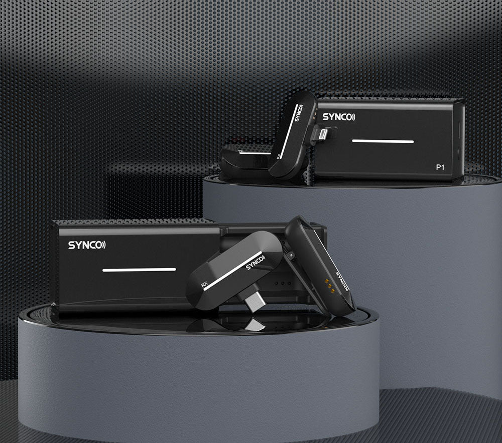 Bezdrôtový kondenzátorový mikrofón SYNCO P1S pre Android zariadenia s konektorom Type-C, automatické spárovanie po kontakte, dosah 150 m - prijímač Type-C