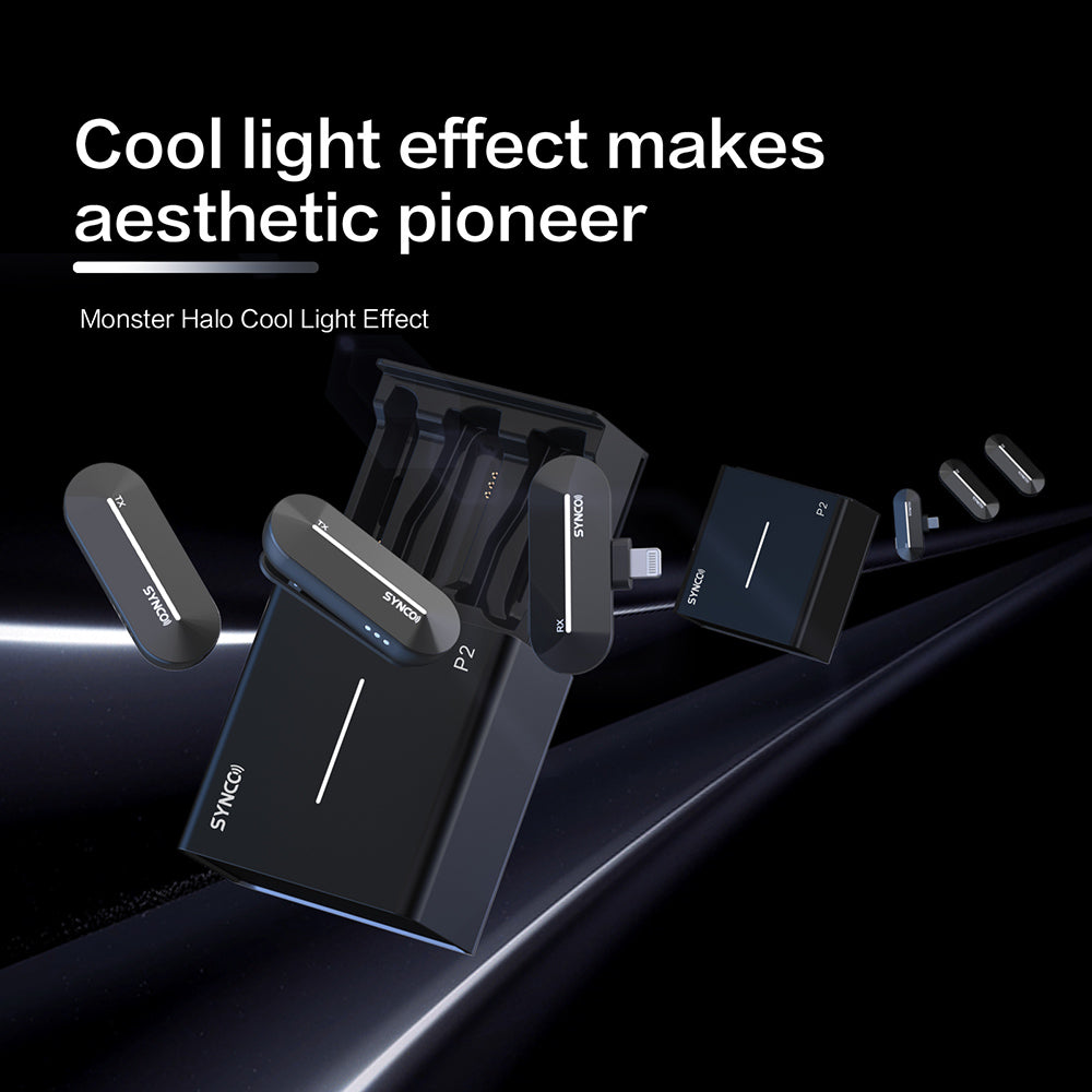 Bezdrôtový kondenzátorový mikrofón SYNCO P2S pre Android zariadenia s konektorom Type-C, automatické spárovanie, dosah 150 m, rýchle nabíjanie – prijímač Type-C