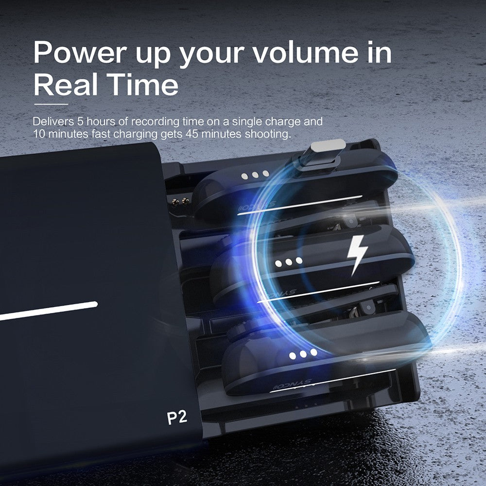 Bezdrôtový kondenzátorový mikrofón SYNCO P2S pre Android zariadenia s konektorom Type-C, automatické spárovanie, dosah 150 m, rýchle nabíjanie – prijímač Type-C