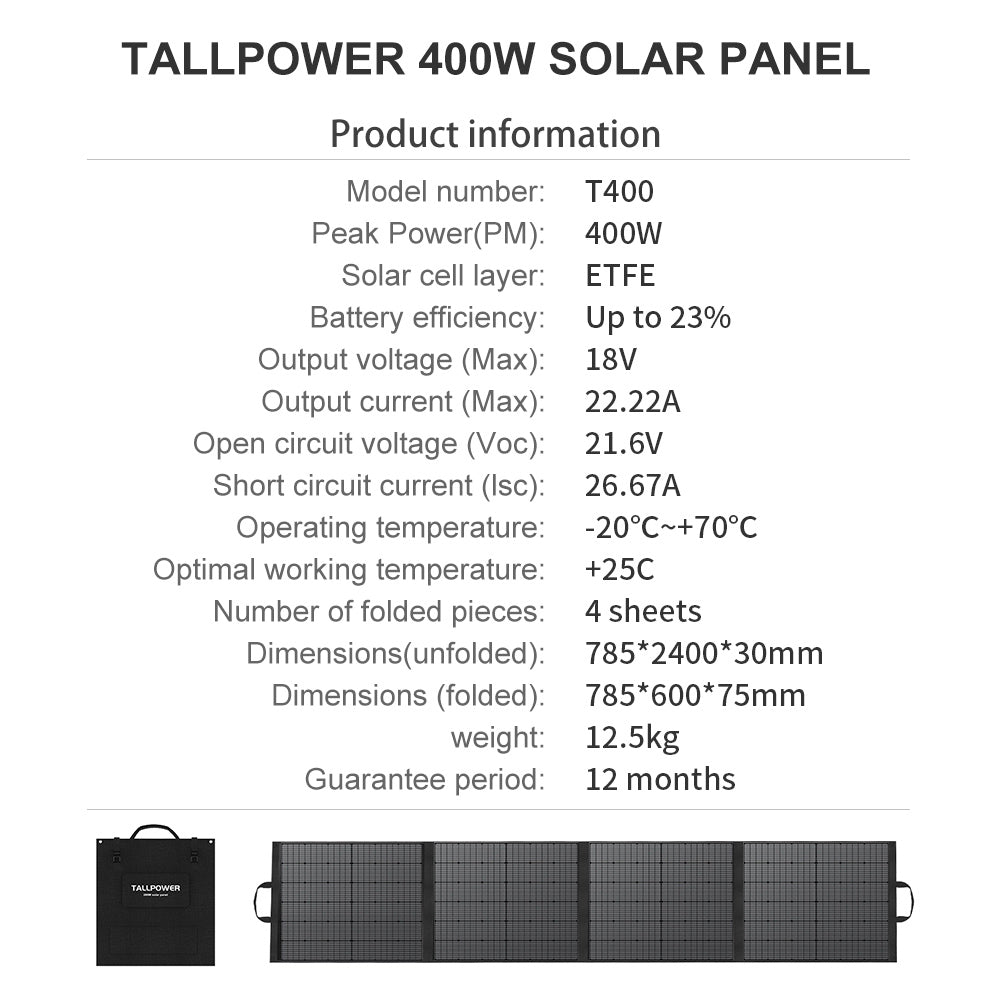 Prenosný solárny panel TALLPOWER TP400 400W