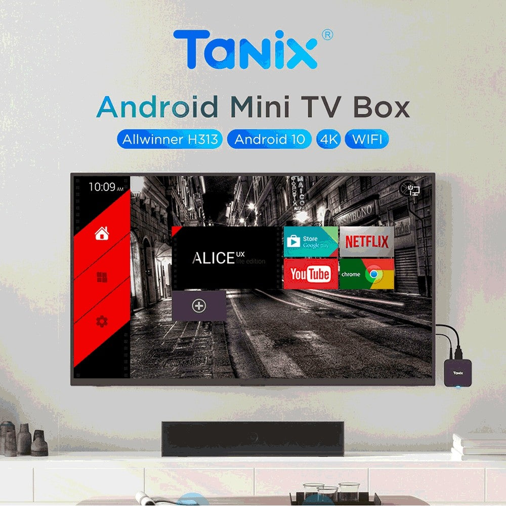 TANIX TX1 Mini TV Box, Android 10, Allwinner H313, integrované Wi-Fi, 1GB RAM 8GB ROM, podpora 4K dekódovania, 1*AV 1*HDMI 1*USB 2.0