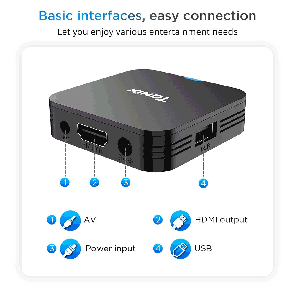 TANIX TX1 Mini TV Box, Android 10, Allwinner H313, integrované Wi-Fi, 1GB RAM 8GB ROM, podpora 4K dekódovania, 1*AV 1*HDMI 1*USB 2.0