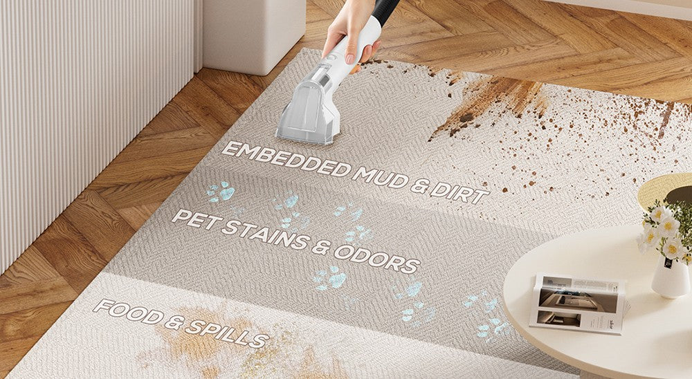 Teendow C5 vysávač na čistenie kobercov, 11KPa silný sací výkon, ≤80dB nízka hlučnost, 1500ml veľká kapacita nádržky na vodu