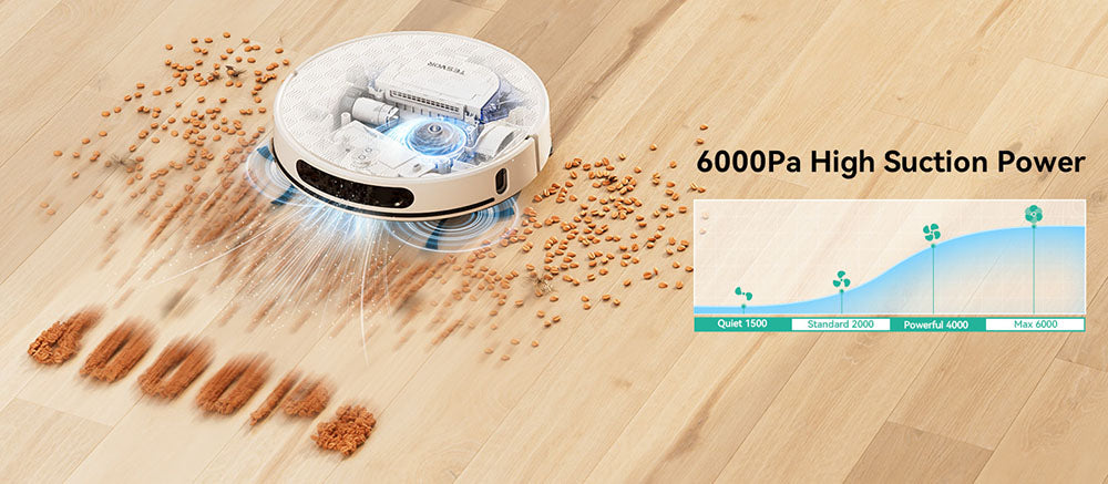 Tesvor S8 Pro 2 v 1 robotický vysávač s funkciou utierania, sací výkon 6000 Pa, LiDAR navigácia, doba prevádzky 240 minút, ovládanie cez aplikáciu/Alexa