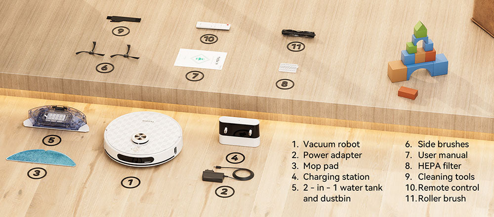 Tesvor S8 Pro 2 v 1 robotický vysávač s funkciou utierania, sací výkon 6000 Pa, LiDAR navigácia, doba prevádzky 240 minút, ovládanie cez aplikáciu/Alexa