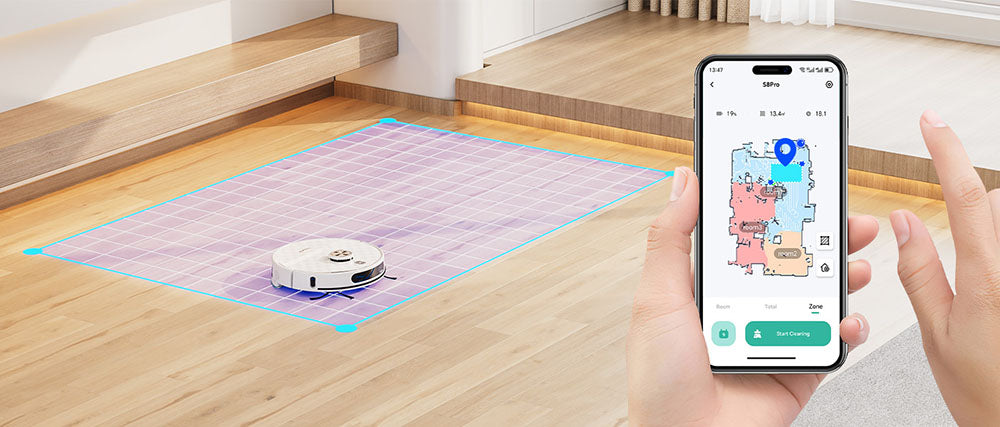 Tesvor S8 Pro 2 v 1 robotický vysávač s funkciou utierania, sací výkon 6000 Pa, LiDAR navigácia, doba prevádzky 240 minút, ovládanie cez aplikáciu/Alexa