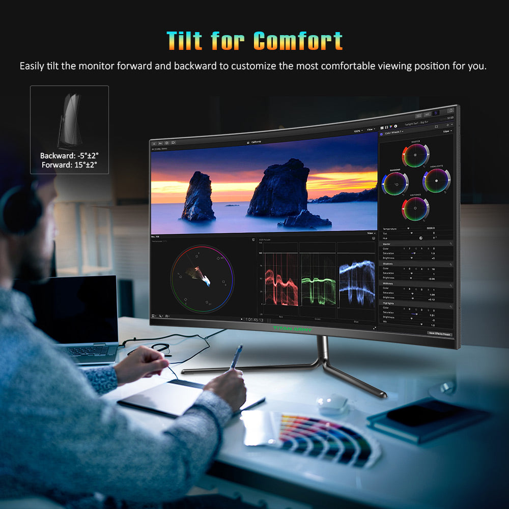 Herné monitory TITAN ARMY C32C1S s 31,5 palcovou obrazovkou, rozlíšením 2K a vysokou obnovovací frekvencií 240 Hz.