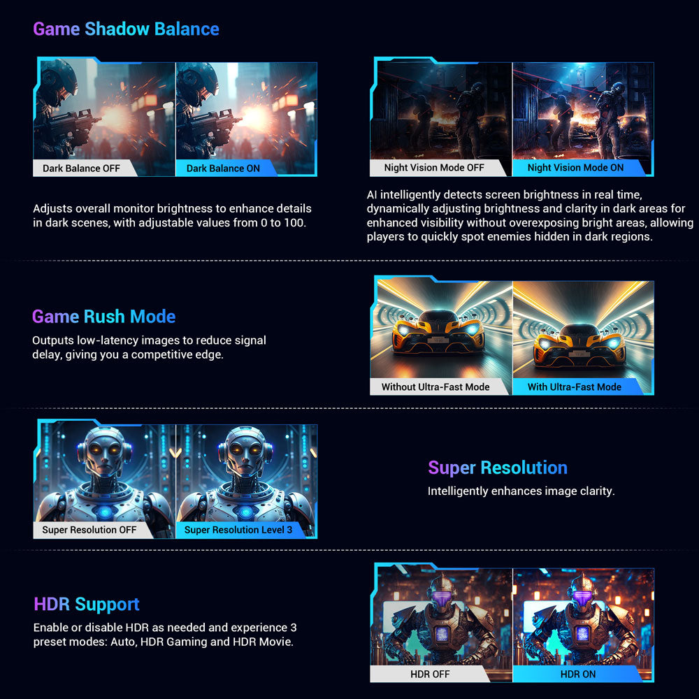 Herný monitor TITAN ARMY G27T8T, 26,5-palcový 2560*1440 QD-OLED displej, obnovovacia frekvencia 360 Hz, 0,03 ms GTG, 1000 nitov, HDR 400, Adaptive-Sync, Game Assist, 65W nabíjanie cez USB-C, duálne reproduktory, Ambient Light, 2*HDMI 2.1, 1*DP 1.4, 1*USB-A, 1*USB-B, 1*Audio