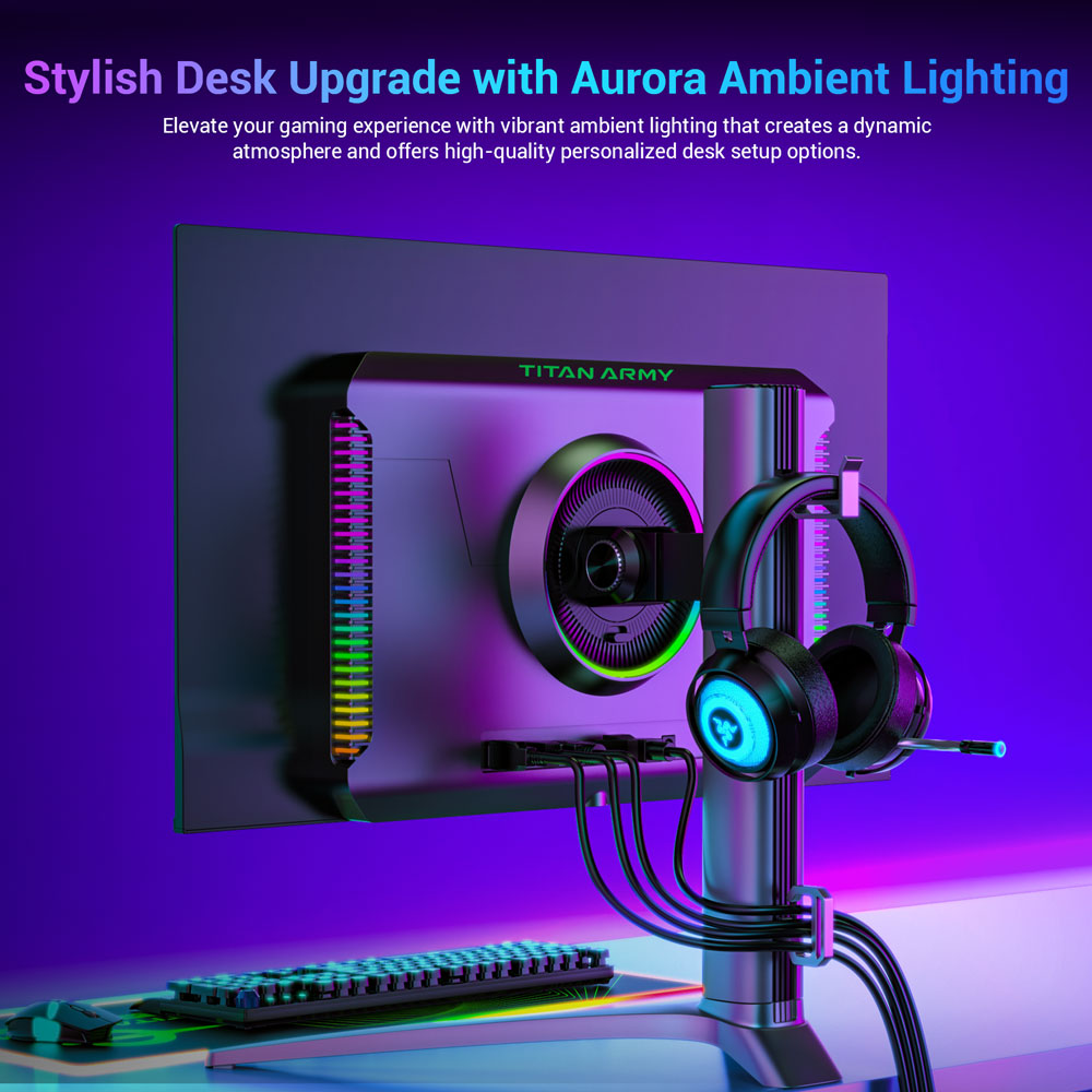 Herný monitor TITAN ARMY G27T8T, 26,5-palcový 2560*1440 QD-OLED displej, obnovovacia frekvencia 360 Hz, 0,03 ms GTG, 1000 nitov, HDR 400, Adaptive-Sync, Game Assist, 65W nabíjanie cez USB-C, duálne reproduktory, Ambient Light, 2*HDMI 2.1, 1*DP 1.4, 1*USB-A, 1*USB-B, 1*Audio