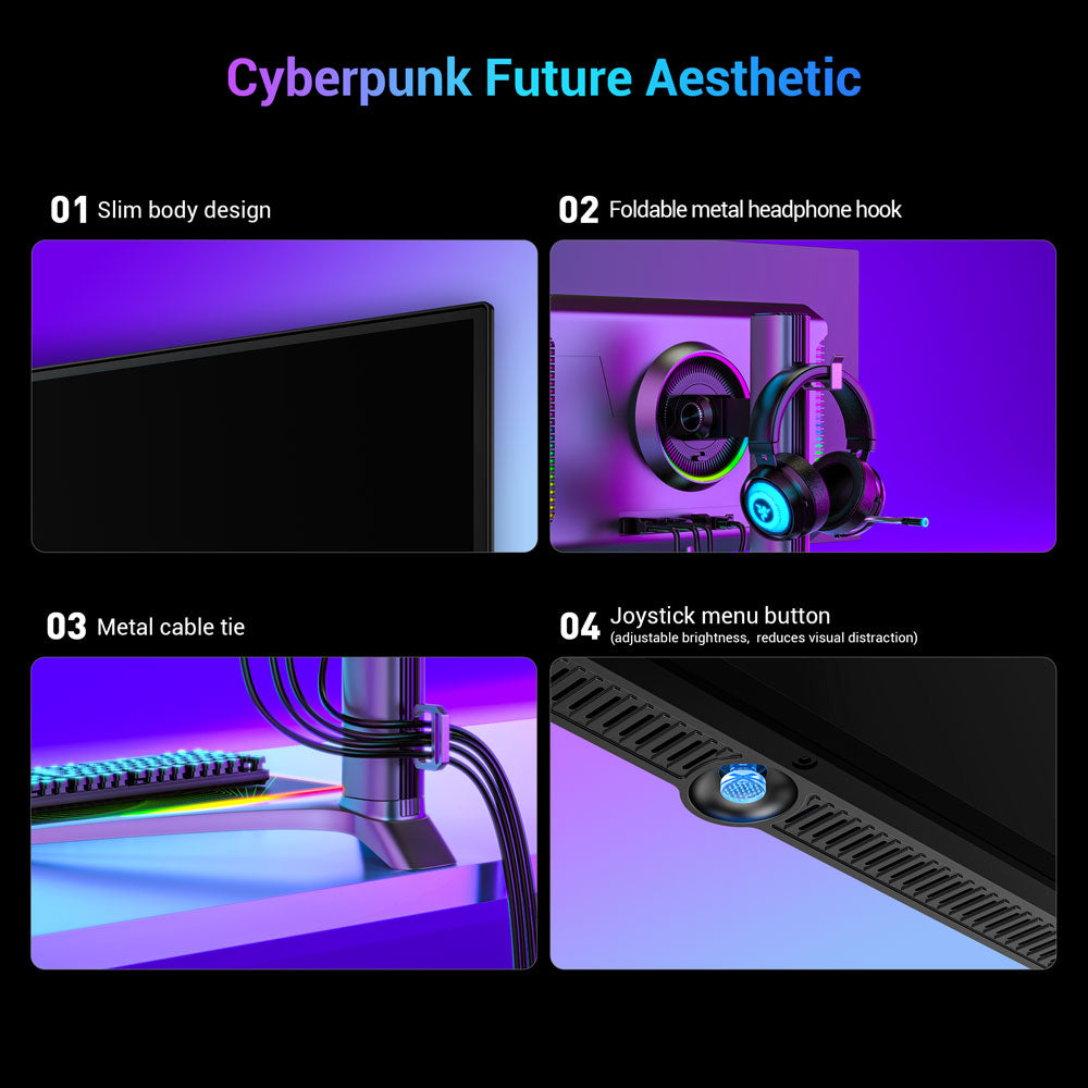 Herný monitor TITAN ARMY G27T8T, 26,5-palcový 2560*1440 QD-OLED displej, obnovovacia frekvencia 360 Hz, 0,03 ms GTG, 1000 nitov, HDR 400, Adaptive-Sync, Game Assist, 65W nabíjanie cez USB-C, duálne reproduktory, Ambient Light, 2*HDMI 2.1, 1*DP 1.4, 1*USB-A, 1*USB-B, 1*Audio