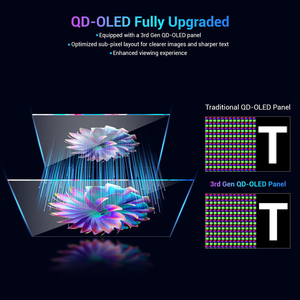 Herný monitor TITAN ARMY G27T8T, 26,5-palcový 2560*1440 QD-OLED displej, obnovovacia frekvencia 360 Hz, 0,03 ms GTG, 1000 nitov, HDR 400, Adaptive-Sync, Game Assist, 65W nabíjanie cez USB-C, duálne reproduktory, Ambient Light, 2*HDMI 2.1, 1*DP 1.4, 1*USB-A, 1*USB-B, 1*Audio