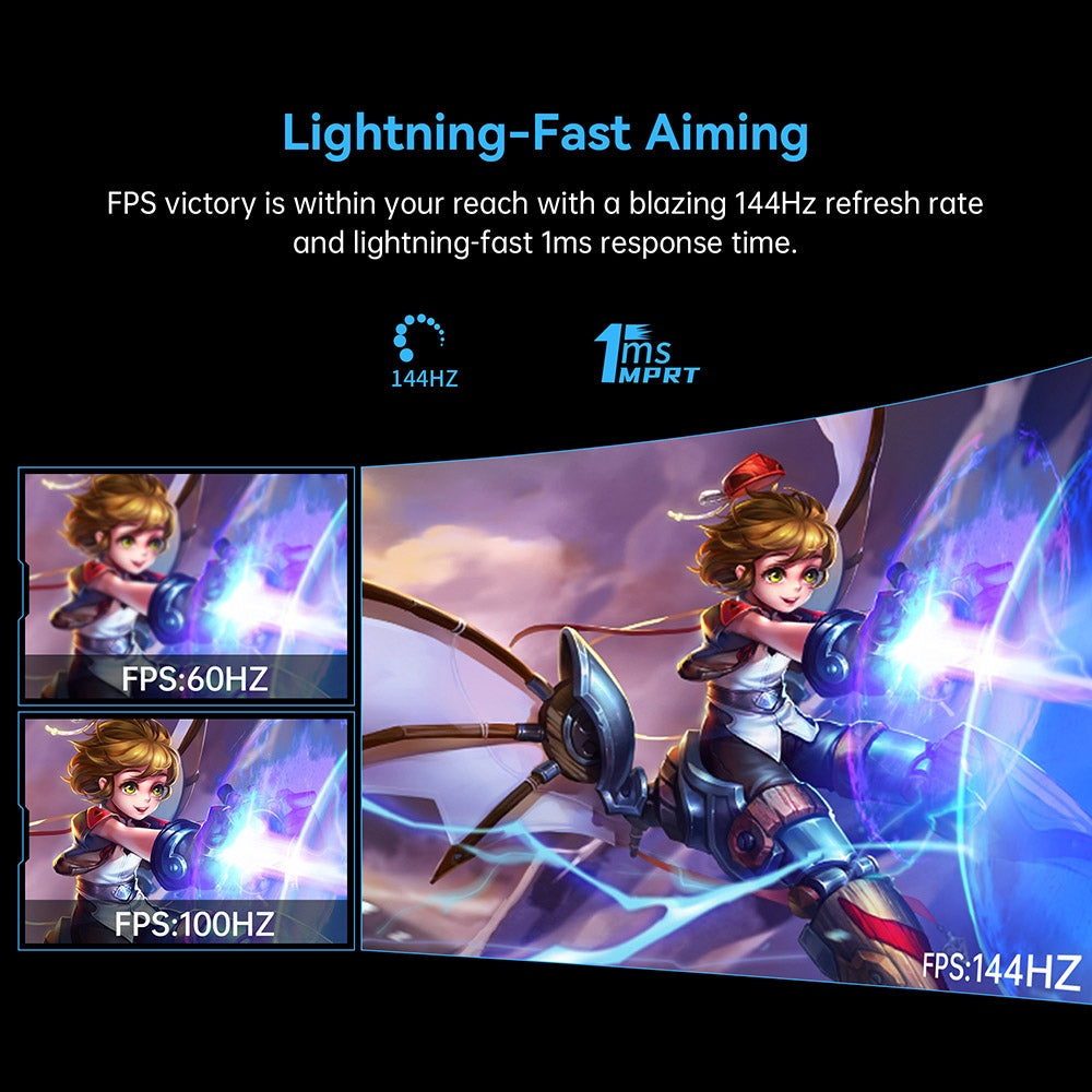 Herný monitor TITAN ARMY N32SQ PLUS s zakriveným displejom, 31,5-palcový 1500R 16:9 VA panel, obnovovacia frekvencia 144 Hz, rozlíšenie 2560x1440 HD, 99% sRGB, doba odezvy 1 ms MPRT, nízka modrá, podpora herných režimov FPS/RTS, 2*HDMI 2.0, 2*DP 1.4, 1*Audio, nastavenie sklonu s možnosťou upevnenia na stenu.