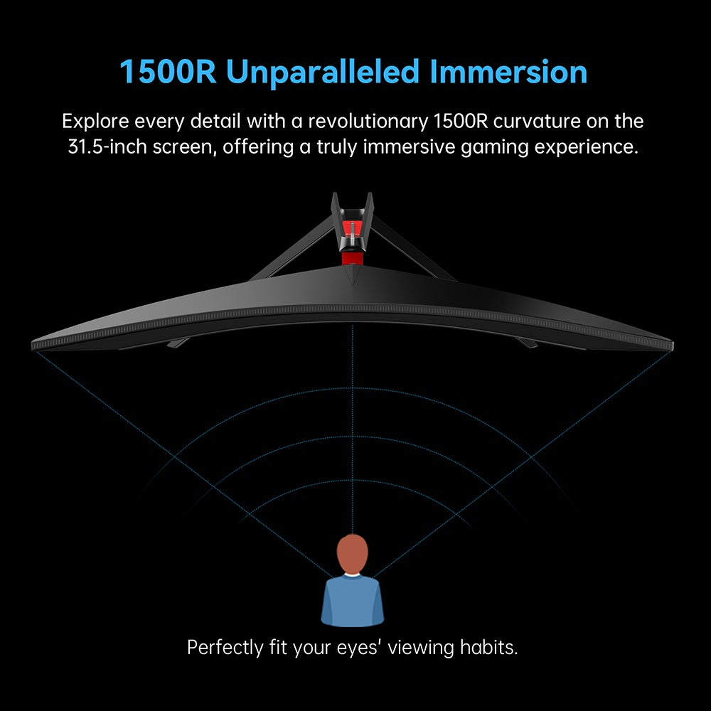 Herný monitor TITAN ARMY N32SQ PLUS s zakriveným displejom, 31,5-palcový 1500R 16:9 VA panel, obnovovacia frekvencia 144 Hz, rozlíšenie 2560x1440 HD, 99% sRGB, doba odezvy 1 ms MPRT, nízkomodré svetlo, podpora herných režimov FPS/RTS, 2*HDMI 2.0, 2*DP 1.4, 1*Audio, nastavenie sklonu s možnosťou upevnenia na stenu.