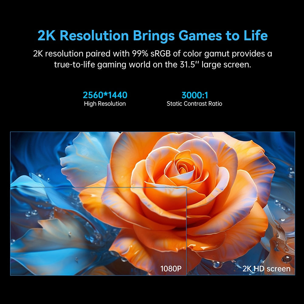 Herný monitor TITAN ARMY N32SQ PLUS s zakriveným displejom, 31,5-palcový 1500R 16:9 VA panel, obnovovacia frekvencia 144 Hz, rozlíšenie 2560x1440 HD, 99% sRGB, doba odezvy 1 ms MPRT, nízkomodré svetlo, podpora herných režimov FPS/RTS, 2*HDMI 2.0, 2*DP 1.4, 1*Audio, nastavenie sklonu s možnosťou upevnenia na stenu.