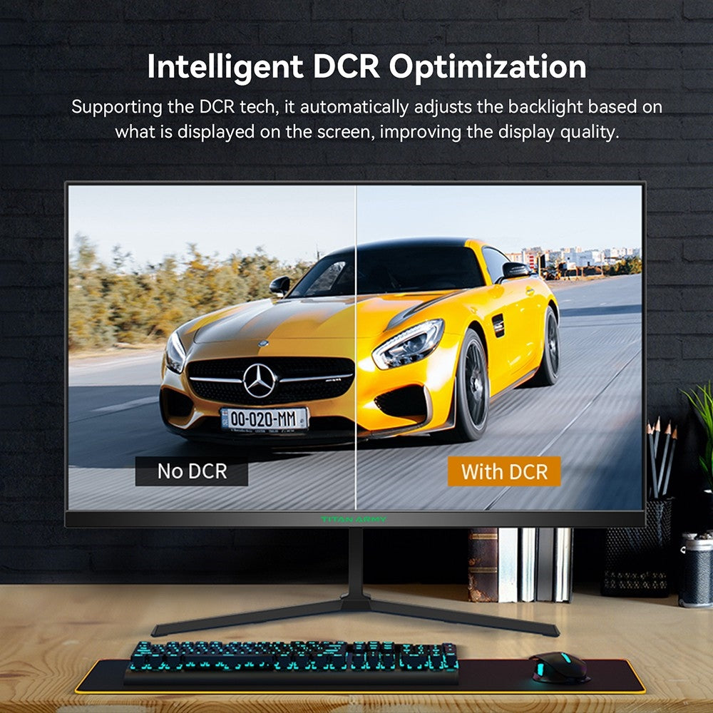 Herný monitor TITAN ARMY P24H2P, 24-palcový IPS panel, obnovovací frekvencia 100 Hz, rozlíšenie FHD 1920x1080, 99 % sRGB, adaptívna synchronizácia, inteligentná optimalizácia DCR, nízka modrá vlna, 1*HDMI1.4 1*VGA 1*Audio, nastavenie sklonu, VESA montáž