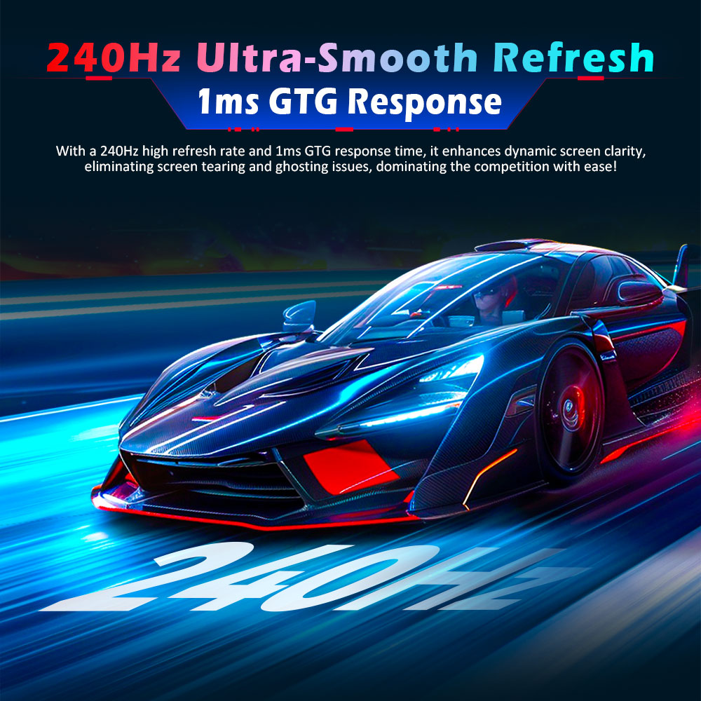 Herný monitor TITAN ARMY P2510H, 24,5'' 2 HVA Fast LCD panel, 1920*1080, obnovovacia frekvencia 240 Hz, 1 ms GTG, HDR10, 99 % sRGB, Adaptive-Sync, Dynamic OD, režim Ultra-Fast Game, 10 režimov scény, rozdelená obrazovka PBP & PIP, nízke modré svetlo, uchytenie na stenu VESA.