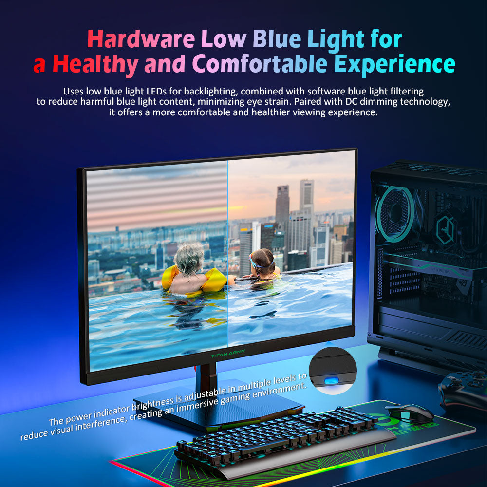 Herný monitor TITAN ARMY P2510H, 24,5'' 2 HVA Fast LCD panel, 1920*1080, obnovovacia frekvencia 240 Hz, 1 ms GTG, HDR10, 99 % sRGB, Adaptive-Sync, Dynamic OD, režim Ultra-Fast Game, 10 režimov scény, rozdelená obrazovka PBP & PIP, nízke modré svetlo, uchytenie na stenu VESA.
