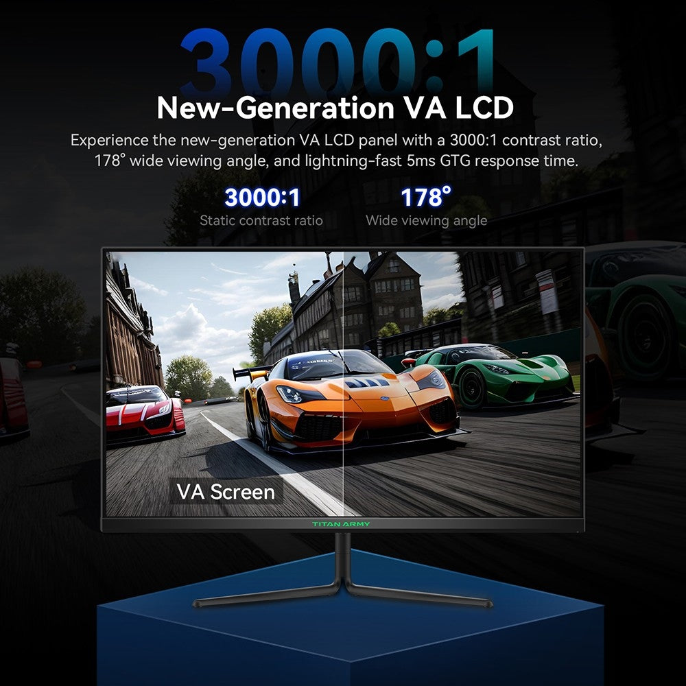 Herný monitor TITAN ARMY P25A2H, 25-palcový 1920x1080 FHD displej, obnovovací frekvencia 240 Hz, 1 ms MPRT, adaptívna synchronizácia, pozorovací uhol 178°, 95% farebná paleta DCI-P3, podpora režimu FPS/RTS, PIP a PBP displej, nízka modrá svetla, možnosť upevnenia na stenu.