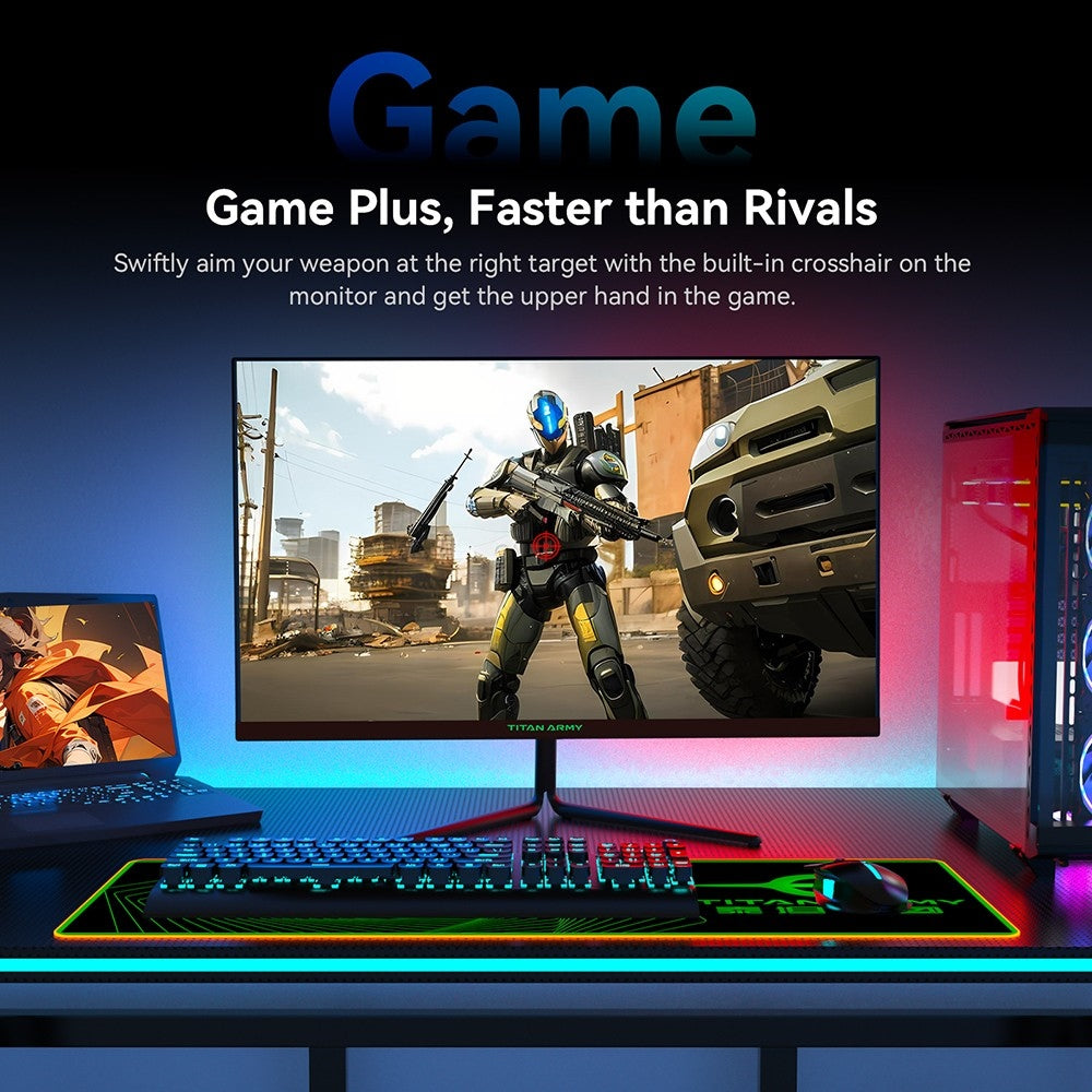 Herný monitor TITAN ARMY P25A2H, 25-palcový 1920x1080 FHD displej, obnovovací frekvencia 240 Hz, 1 ms MPRT, adaptívna synchronizácia, uhol pohľadu 178°, 95% farebná paleta DCI-P3, podpora režimu FPS/RTS, PIP a PBP displej, nízka modrá svetla, možnosť upevnenia na stenu.