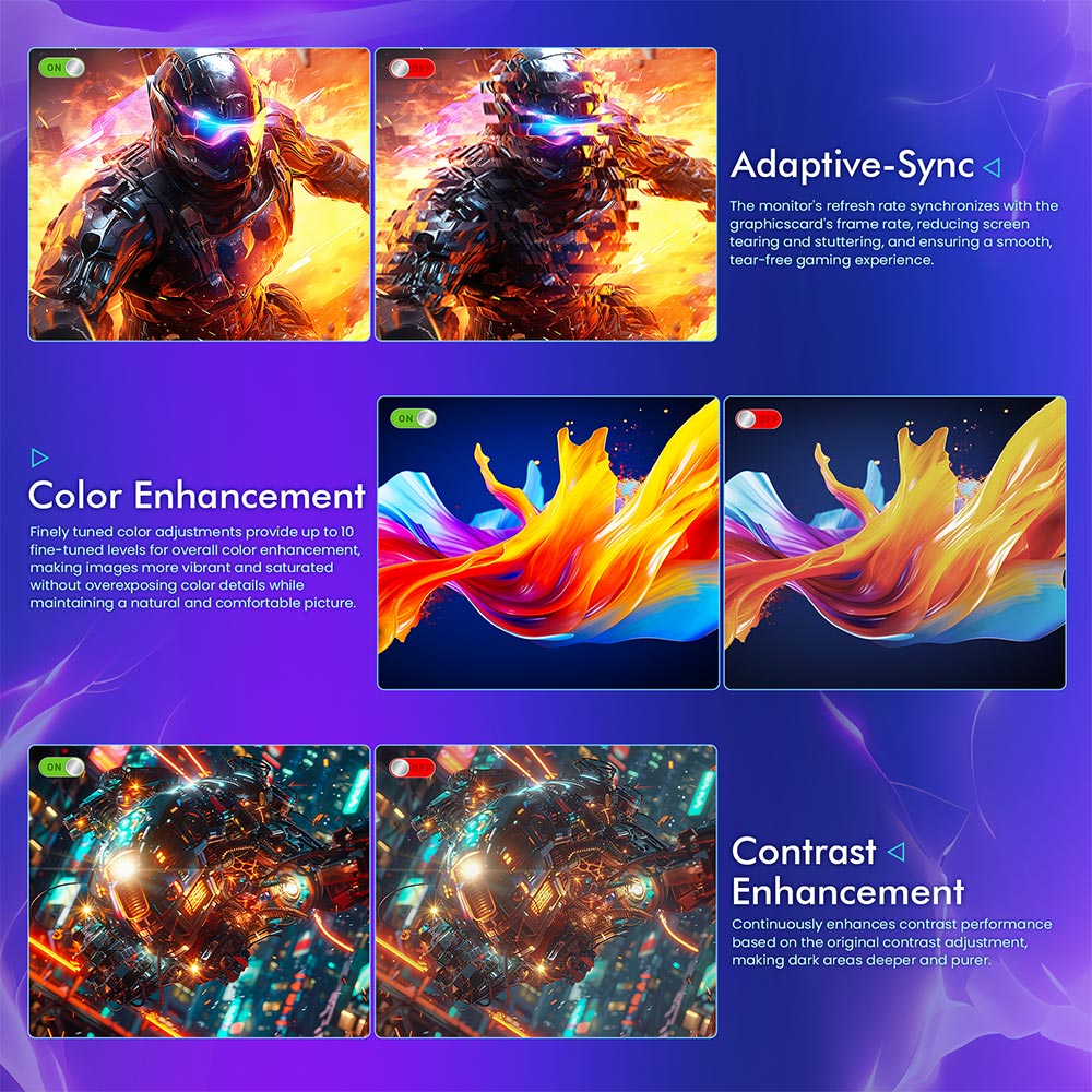 Herný monitor TITAN ARMY P2710S, 27-palcový 2560*1440 16:9 Fast IPS LCD displej, obnovovacia frekvencia 240 Hz, 1 ms GTG, HDR 400, Adaptive-Sync, Dynamic OD, herný režim a 10 režimových scén, režim rozdeleného obrazu PBP a PIP, otočný stojan, možnosť upevnenia na stenu.