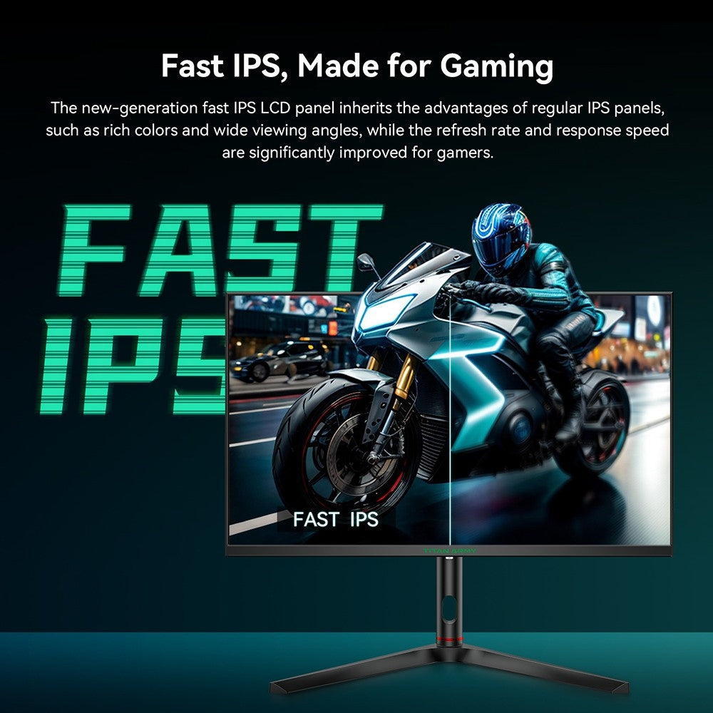 Herný monitor TITAN ARMY P27A2R s 27-palcovým displejom, vysokorýchlostný IPS panel s obnovovacou frekvenciou 180 Hz a adaptívnou synchronizáciou, rozlíšenie 2560*1440 QHD, doba odezvy 1 ms GTG, 95 % pokrytie farebného priestoru DCI-P3, podpora herných režimov FPS/RTS, režim s nízkou modrou vlnovou dĺžkou, 2x HDMI 2.0, 2x DP 1.4, 1x audio výstup, výškovo nastaviteľný stojan s možnosťou upevnenia na stenu (VESA).