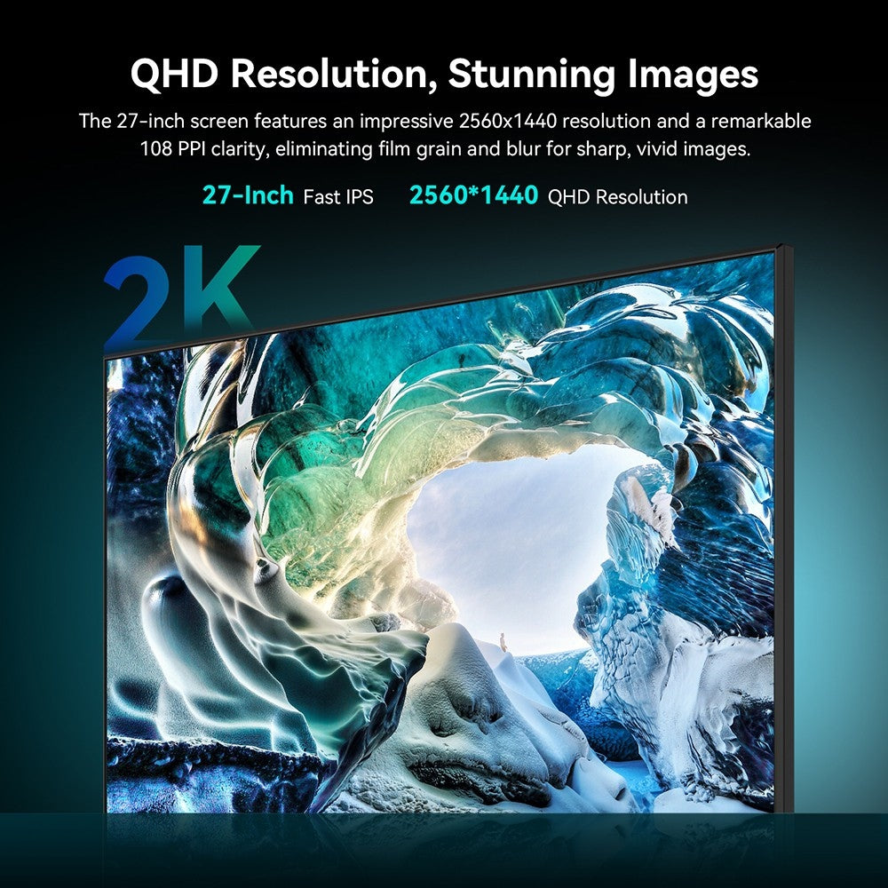 Herný monitor TITAN ARMY P27A2R s 27-palcovým displejom, vysokorýchlostný IPS panel s obnovovacou frekvenciou 180 Hz a adaptívnou synchronizáciou, rozlíšenie 2560*1440 QHD, doba odezvy 1 ms GTG, 95 % pokrytie farebného priestoru DCI-P3, podpora herných režimov FPS/RTS, režim s nízkou modrou vlnovou dĺžkou, 2x HDMI 2.0, 2x DP 1.4, 1x audio výstup, výškovo nastaviteľný stojan s možnosťou upevnenia na stenu (VESA).