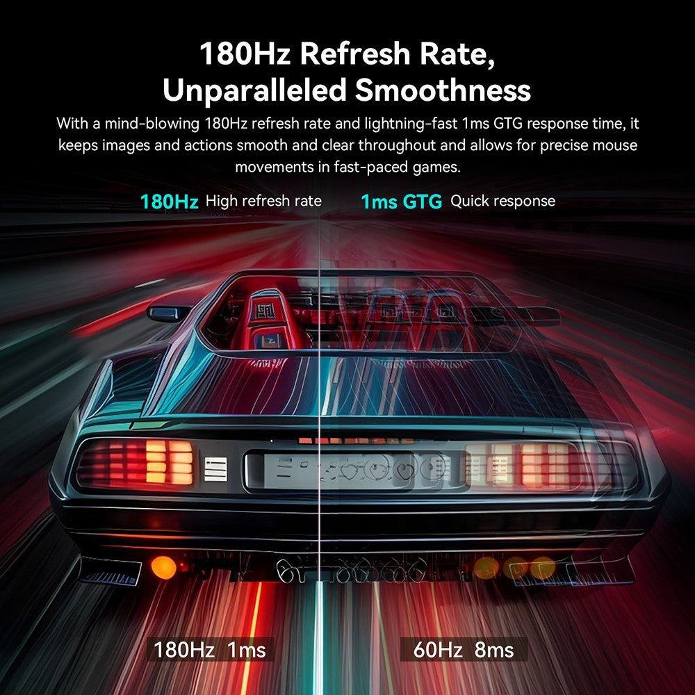 Herný monitor TITAN ARMY P27A2R s 27-palcovou obrazovkou, rýchly IPS panel s obnovovacou frekvenciou 180 Hz a adaptívnou synchronizáciou, rozlíšenie 2560*1440 QHD, doba odezvy 1 ms GTG, 95 % pokrytie DCI-P3, podpora herných režimov FPS/RTS, redukcia modrého svetla, 2x HDMI 2.0, 2x DP 1.4, 1x audio, výškovo nastaviteľný stojan s VESA uchytením.