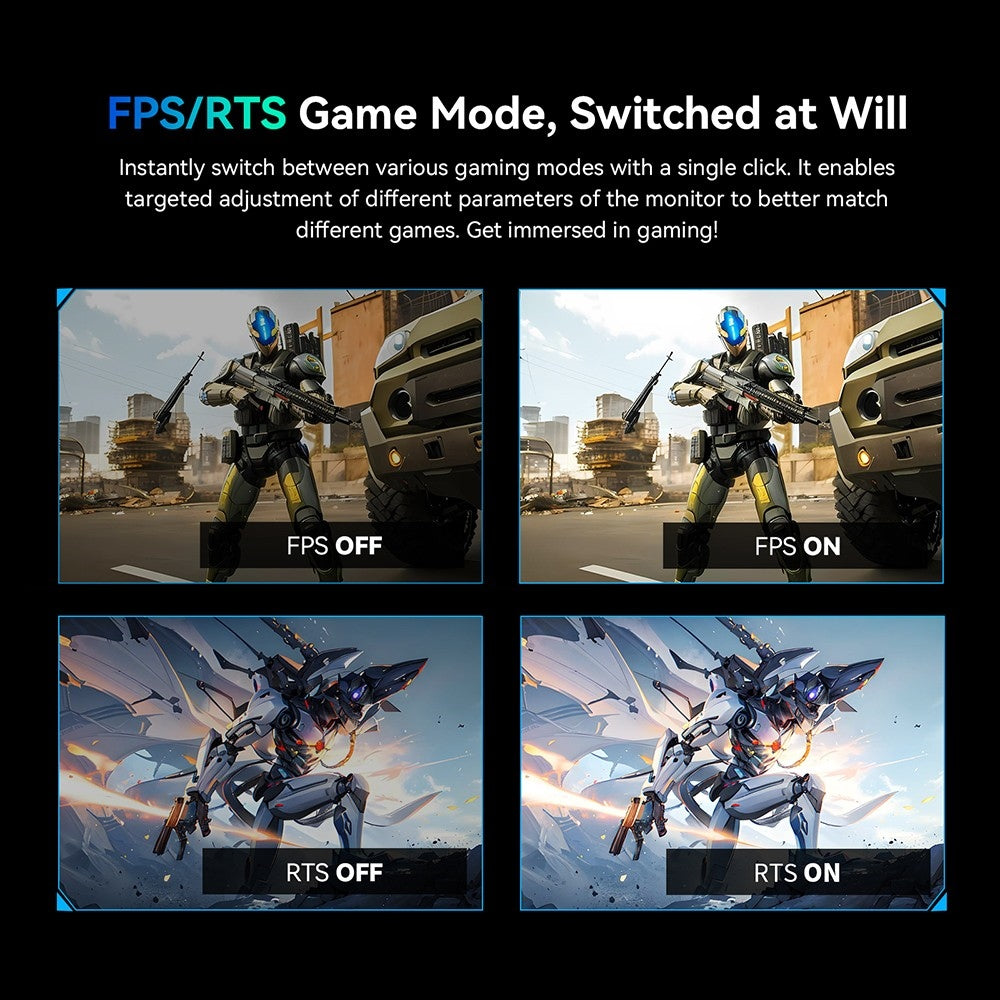 Herný monitor TITAN ARMY P27A2R s 27-palcovým displejom, vysokorýchlostný IPS panel s obnovovacou frekvenciou 180 Hz a adaptívnou synchronizáciou, rozlíšenie 2560*1440 QHD, doba odezvy 1 ms GTG, 95 % pokrytie farebného priestoru DCI-P3, podpora herných režimov FPS/RTS, režim s nízkou modrou vlnovou dĺžkou, 2x HDMI 2.0, 2x DP 1.4, 1x audio výstup, výškovo nastaviteľný stojan s možnosťou upevnenia na stenu (VESA).