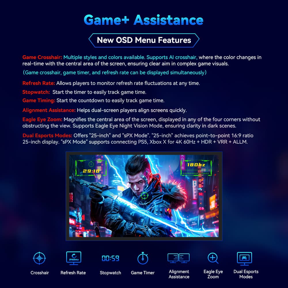 Herný monitor TITAN ARMY P27GR, 27-palcový 2560*1440 Fast IPS displej, obnovovacia frekvencia 180 Hz, 1 ms GTG, 99 % sRGB, HDR10, Adaptive-Sync, herný režim, dynamické OD, PBP a PIP displej, nízke modré svetlo, nastaviteľný sklon, VESA uchytenie na stenu