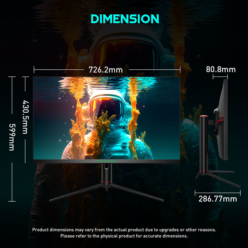 Herný monitor TITAN ARMY P32A2S2, 2560 x 1440 QHD FAST IPS panel, obnovovacia frekvencia 240 Hz, HDR400, 1 ms GTG, režim GamePlus, Adaptive Sync, PIP/PBP rozdelená obrazovka, 2*HDMI 2.1 2*DP 1.4, podsvietenie E-Sport, nastavitelné stojany