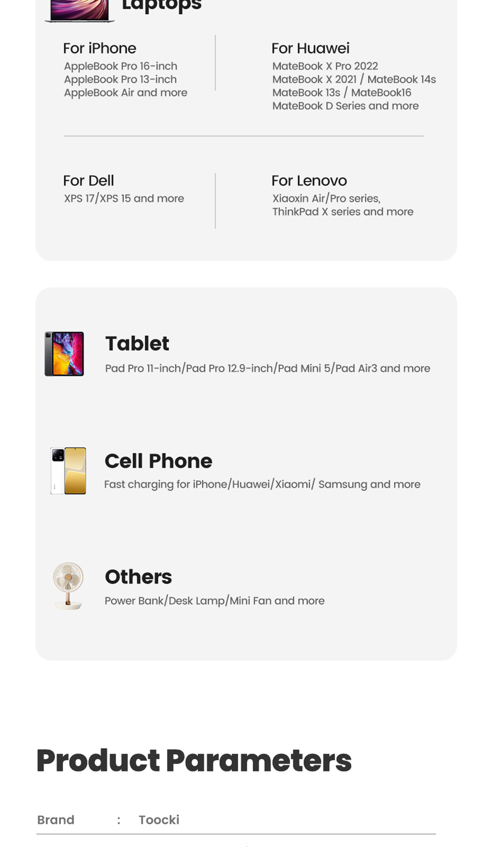 Toocki TCT100-XRB 100W GaN USB nabíjačka, trojportová s USB-C a USB-A, PD 3.0, pre iPhone, Huawei, Samsung, tablety a mobilné telefóny