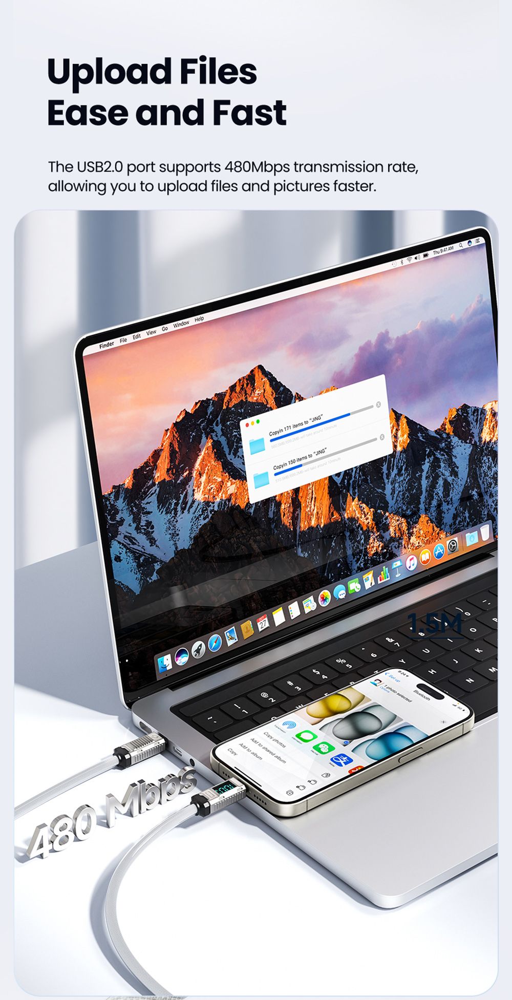 Toocki TXCTT1-ZFZA01 100W kábel na rýchle nabíjanie, LED displej, opletený zinkovou zliatinou, prenos dát 480 Mbps, biela - 1 m