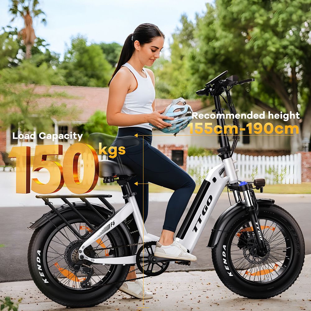 Elektrokol TTGO F6, 250W motor, 36V 25Ah batéria, 20*4 palcové pneumatiky, max. rýchlosť 25 km/h, max. dojazd 100 km, hydraulické kotúčové brzdy, predný tlmič, snímač krútiaceho momentu, 7-stupňová prevodovka Shimano, LCD displej - biela