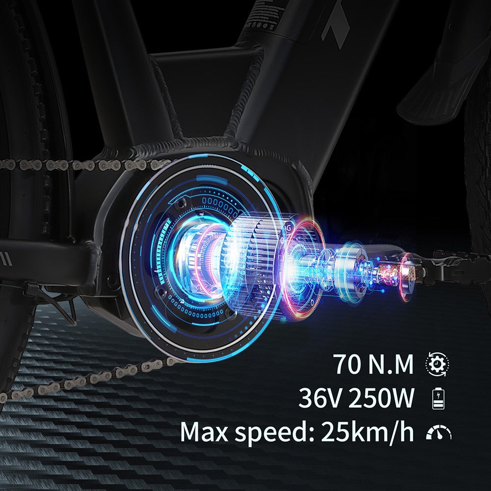 Elektrokol TTGO LK-ZZ-28ST, motor 250W, 36V 20Ah batéria, pneumatiky 700C*45C, max. rýchlosť 25 km/h, dojazd 180 km, hydraulické kotúčové brzdy, 9-stupňové radenie Shimano, LCD displej - čierna farba
