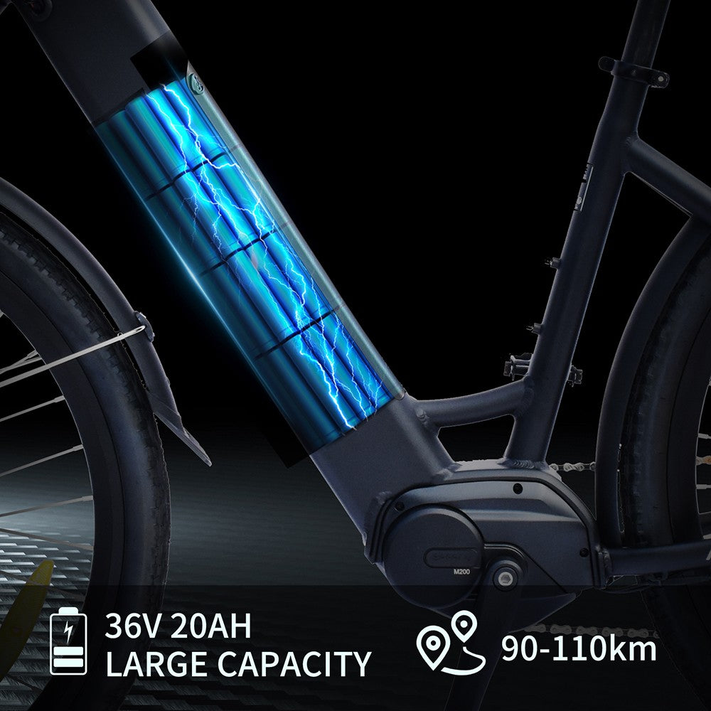 Elektrokol TTGO LK-ZZ-28ST, motor 250W, 36V 20Ah batéria, pneumatiky 700C*45C, max. rýchlosť 25 km/h, dojazd 180 km, hydraulické kotúčové brzdy, 9-stupňové radenie Shimano, LCD displej - čierna farba