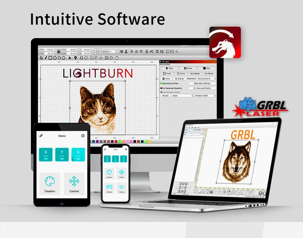 TWO TREES TTS-10 Pro 10W laserový gravírovací a rezací stroj, gravírovacia rýchlosť 30000 mm/min, 300x300 mm, pripojenie cez aplikáciu, diaľkové ovládanie