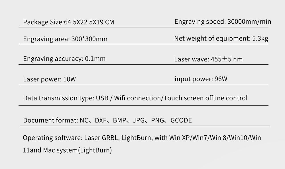 TWO TREES TTS-10 Pro 10W laserový gravírovací a rezací stroj, gravírovacia rýchlosť 30000 mm/min, 300x300 mm, pripojenie cez aplikáciu, diaľkové ovládanie