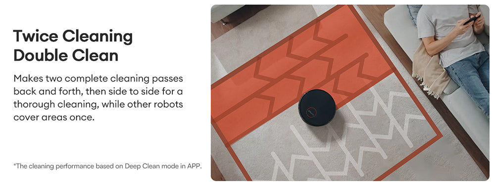 Robotický vysávač Ultenic D6S s gyroskopickou navigáciou, 3v1 funkčnosťou (metanie, vysávanie, utieranie), sacím účinkom 3000 Pa, 4 režimami čistenia, batériou 2600 mAh a výdržou 120 minút.