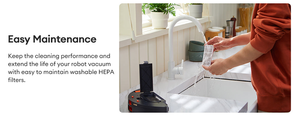 Robotický vysávač Ultenic D6S s gyroskopickou navigáciou, 3v1 funkčnosťou (metanie, vysávanie, utieranie), sacím výkonom 3000 Pa, 4 režimami čistenia, batériou s kapacitou 2600 mAh a výdržou 120 minút.