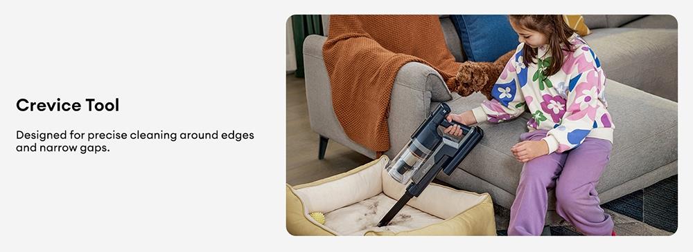 Bezšnúrový vysávač Ultenic FS1 s automatickou stanicou na vyprázdnenie, sacím tlakom 30 KPa, motorom s výkonom 450 W, 4 režimami rýchlosti, 5-vrstvovým filtrom, výdrží batérie až 60 minút, odnímateľnou batériou a dotykovou obrazovkou.