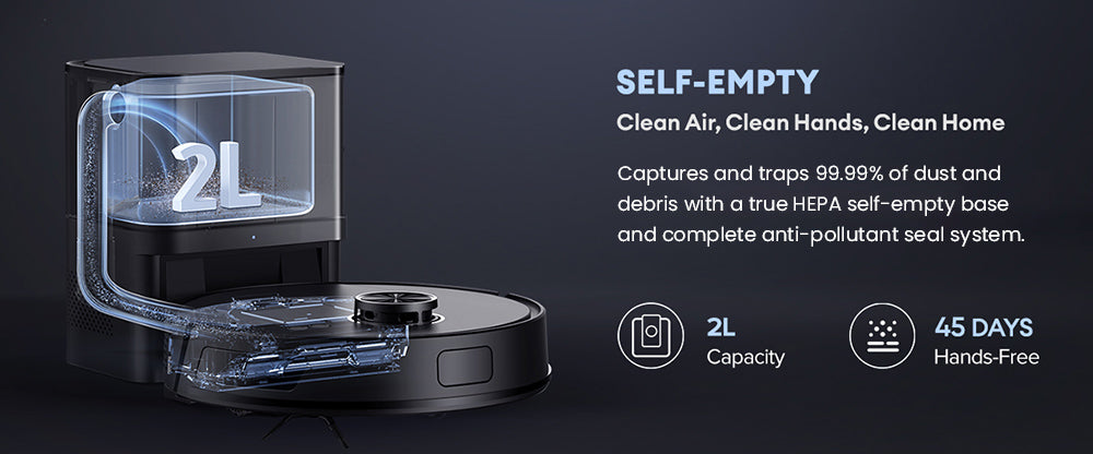 Robotický vysávač Ultenic T10 Lite s LiDAR navigáciou, sacím účinkom 4500 Pa, samočistením, systémom Matrix Clean, výdrží až 180 minút, nádobou na prach s objemom 2 l, ovládanie cez aplikáciu/Alexa/Siri/IFTTT, pre všetky podlahy a chlpy domácich zvierat.