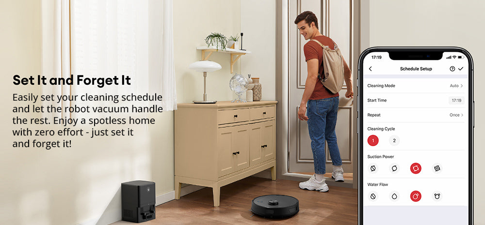 Robotický vysávač Ultenic T10 Lite s LiDAR navigáciou, sacím účinkom 4500 Pa, samočistením, systémom Matrix Clean, výdrží až 180 minút, nádobou na prach s objemom 2 l, ovládanie cez aplikáciu/Alexa/Siri/IFTTT, pre všetky podlahy a chlpy domácich zvierat.