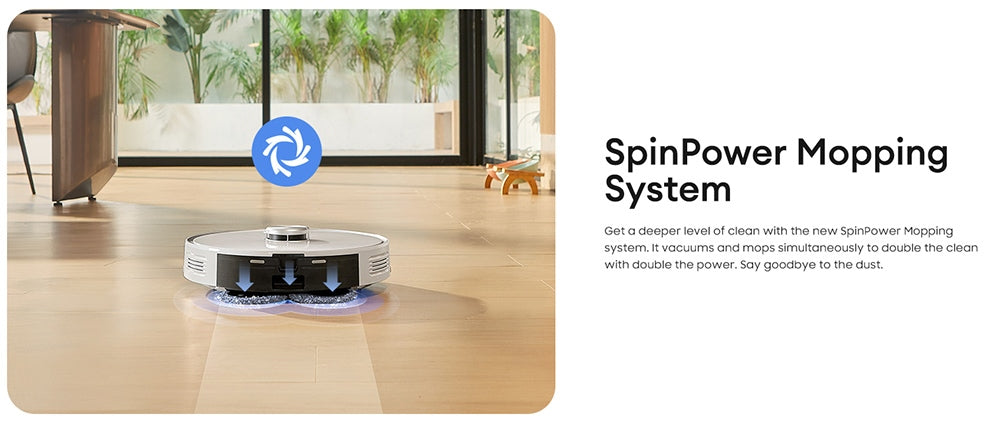 Robotický vysávač Ultenic T10 Pro s automatickou vyprázdňovacou stanicou, sacím tlakom 4000 Pa, dvojitým rotačným mopom, 3,3l nádobkou na prach, LiDAR navigáciou, režimom pre čistenie kobercov, batériou s kapacitou 5200 mAh, maximálnou dobou prevádzky 200 minút, ovládanie cez aplikáciu/hlasové ovládanie.