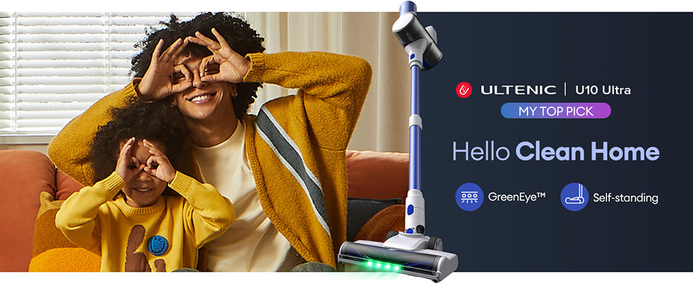 Bezšnúrový vysávač Ultenic U10 Ultra, sací výkon 40 kPa, digitálny motor 450 W, samostatne stojaci, teleskopická rúrka, 40 minút prevádzky, zabudovaná LED lampa, otočný kĺb 180°