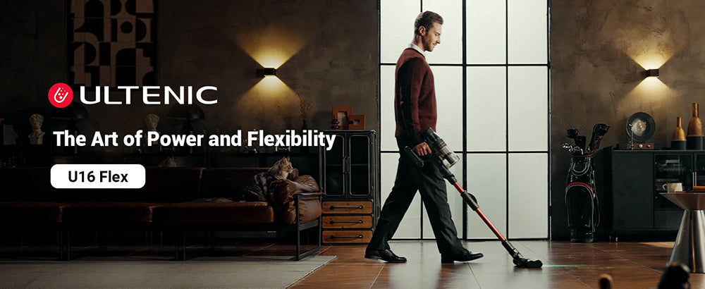 Bezšnúrový vysávač Ultenic U16 Flex, sací výkon 45000Pa, doba prevádzky 60 minút, flexibilná teleskopická rúrka s uhlom 180°, kefový nástavec proti zamotaniu, zelené svetlo, LED displej, nástenná nabíjačka