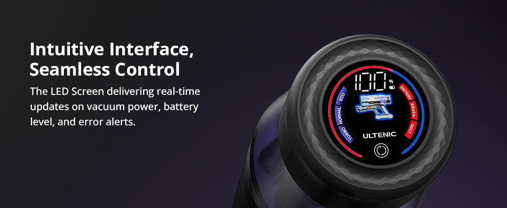 Bezšnúrový vysávač Ultenic U16 Flex, sací výkon 45000Pa, doba prevádzky 60 minút, flexibilná teleskopická rúrka s uhlom 180°, kefový nástavec proti zamotaniu, zelené svetlo, LED displej, nástenná nabíjačka