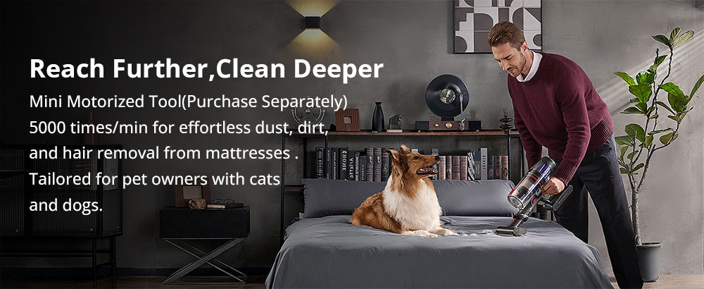 Bezšnúrový vysávač Ultenic U16 Flex, sací výkon 45000Pa, doba prevádzky 60 minút, flexibilná teleskopická rúrka s uhlom 180°, kefový nástavec proti zamotaniu, zelené svetlo, LED displej, nástenná nabíjačka