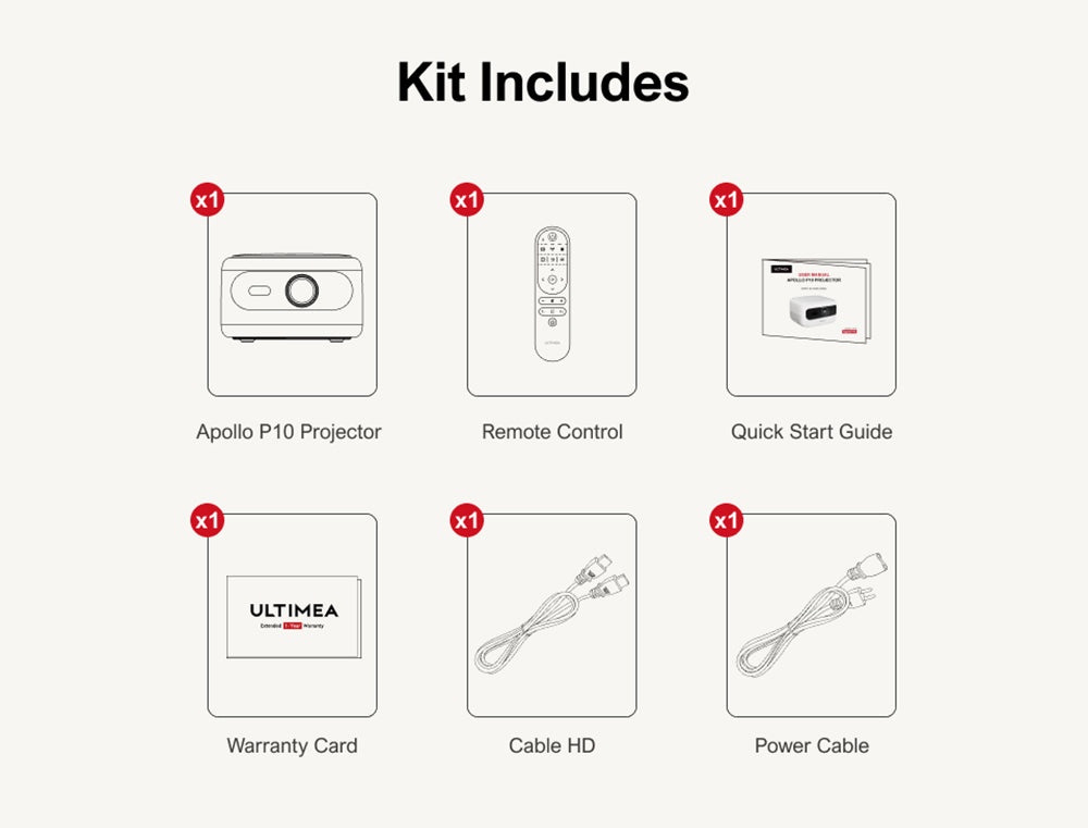 Prenosný projektor ULTIMEA Apollo P10, 300 ANSI, dekódovanie 1080P, natívne rozlíšenie 720P, WiFi 2,4 GHz/5 GHz